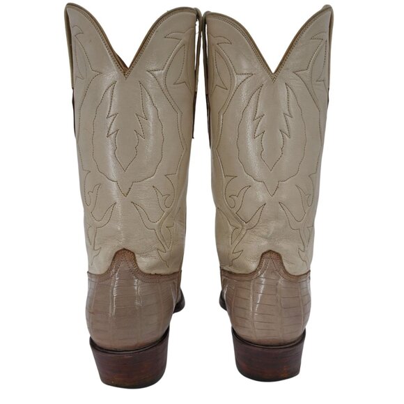 Black Jack Exotic Alligator Men 7EE Beige Cream Leather Cowboy Western Boots USA - Picture 12 of 15